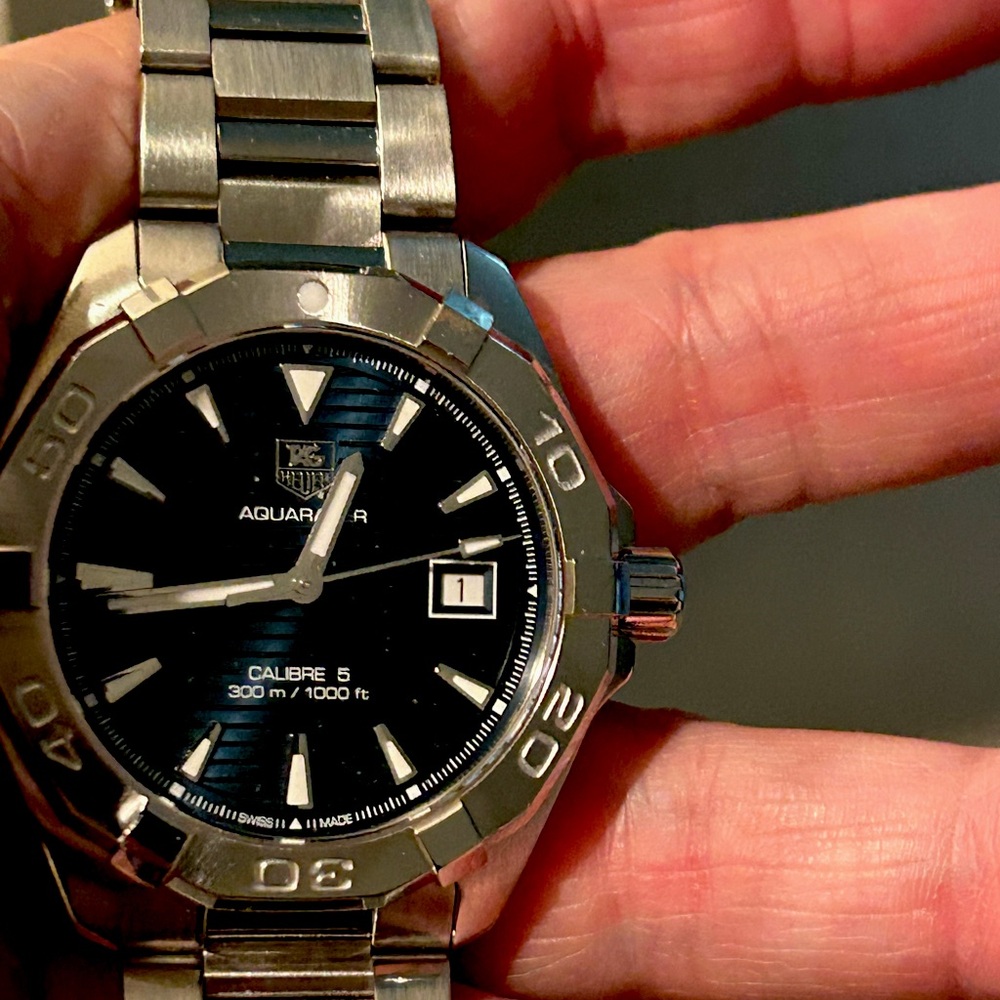 Tag Heuer Silver Stainless Steel Watch with Luminous Markers
